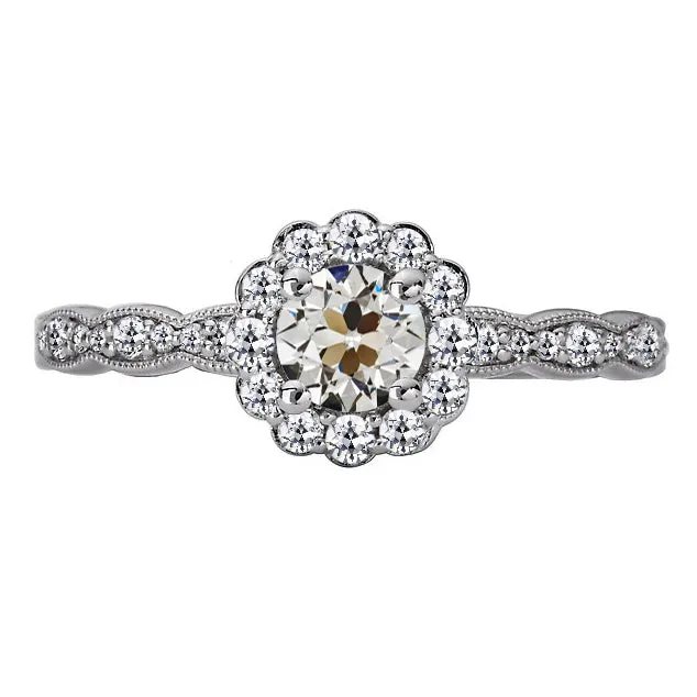 HarryChadEntcom Rings Halo Round Old Cut Natural Earth Mined Diamond Ring Flower Style 450 Carats HarryChadEntcom Rings Halo Round Old Cut Natural Earth Mined Diamond Ring Flower Style 450 Carats