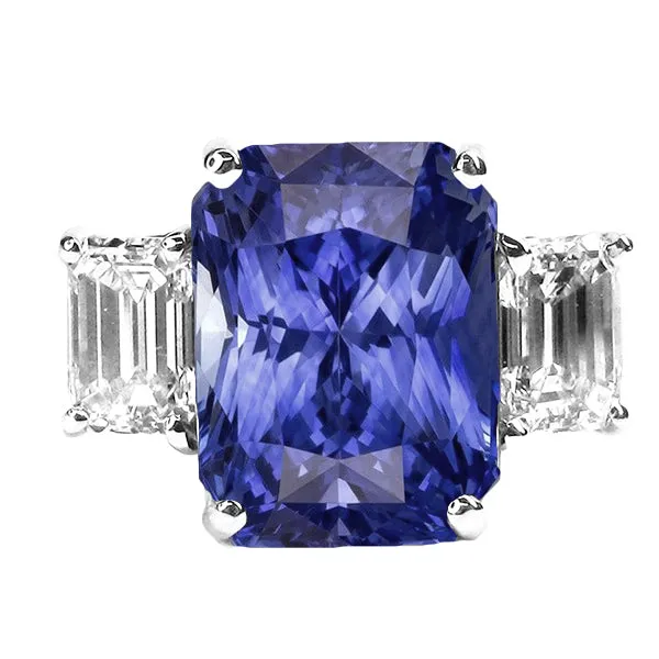 HarryChadEntcom Rings Ladies Radiant 3 Stone Blue Sapphire Ring 7 Carats Emerald Natural Earth Mined Diamonds HarryChadEntcom Rings Ladies Radiant 3 Stone Blue Sapphire Ring 7 Carats Emerald Natural Earth Mined Diamonds