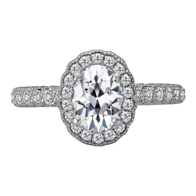HarryChadEntcom Rings Oval Old Mine Cut Halo Natural Diamond Engagement Ring 550 Carats