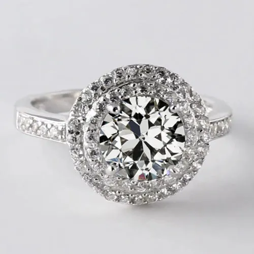 HarryChadEntcom Rings Real Natural Earth Mined Diamond Old Mine Cut Double Halo Ring With Accents 450 Carats