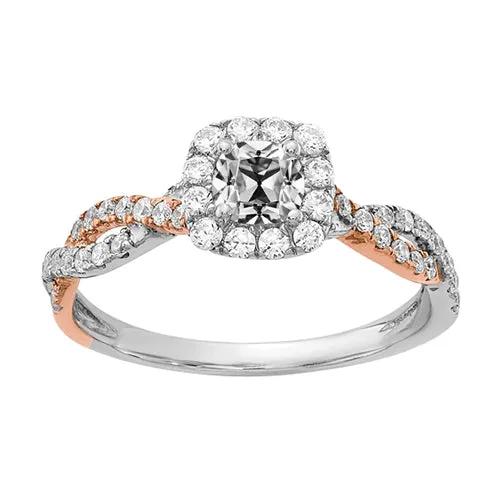 HarryChadEntcom Rings Two Tone Halo Old Mine Cut Real Natural Earth Mined Diamond Ring Twisted Shank 250 Carats HarryChadEntcom Rings Two Tone Halo Old Mine Cut Real Natural Earth Mined Diamond Ring Twisted Shank 250 Carats