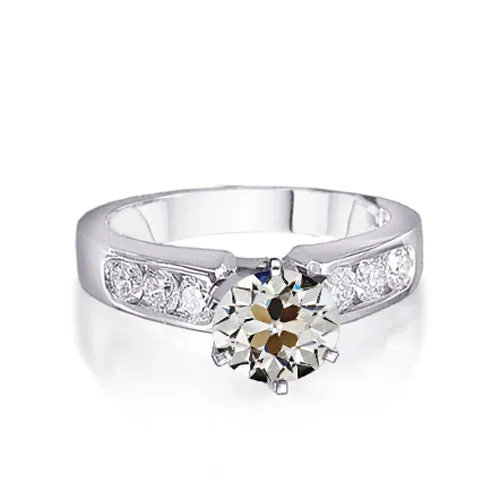 HarryChadEntcom Rings White Gold Round Old Mine Cut Genuine Natural Earth Mined Diamond Ring Channel Set 250 Carats HarryChadEntcom Rings White Gold Round Old Mine Cut Genuine Natural Earth Mined Diamond Ring Channel Set 250 Carats