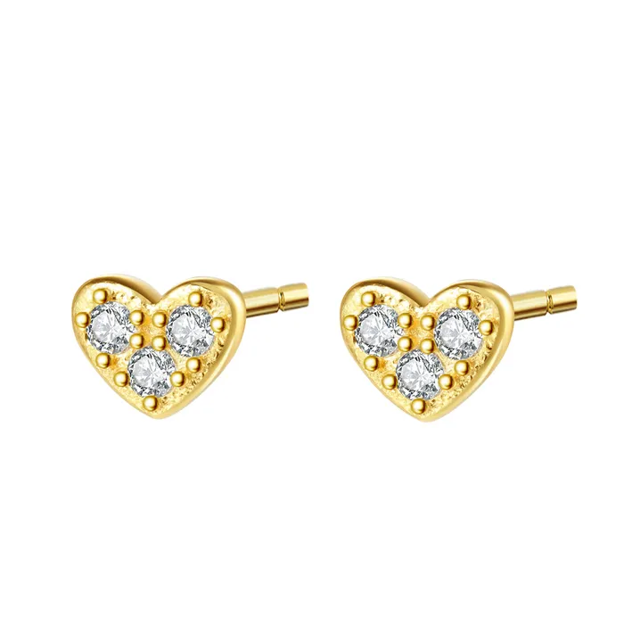 Heart Stud Earrings Sterling Silver Gold Hey Happiness Earrings