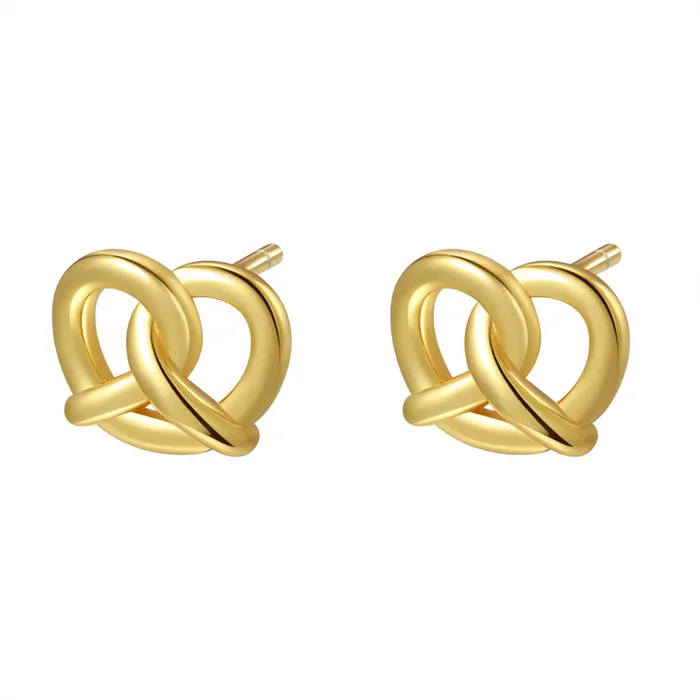 Hey Happiness Earrings Pretzel Stud Earring Sterling Silver