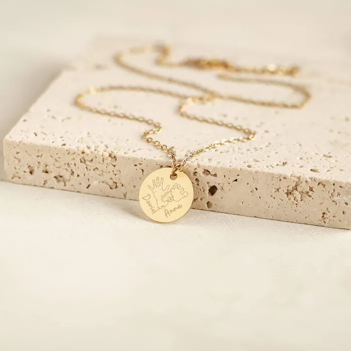 Hey Happiness Necklaces New Born Hand Foot Engraving Necklace Stainless Steel Hey Happiness Necklaces New Born Hand Foot Engraving Necklace Stainless Steel