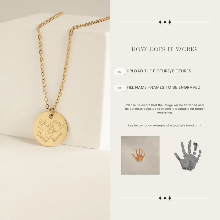 Hey Happiness Necklaces New Born Hand Foot Engraving Necklace Stainless Steel