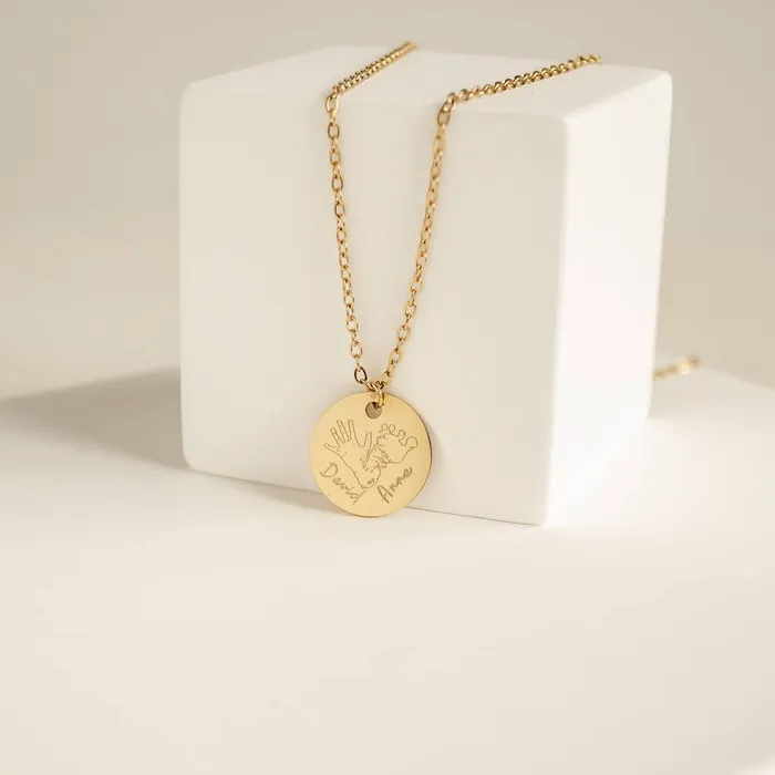 Hey Happiness Necklaces New Born Hand Foot Engraving Necklace Stainless Steel