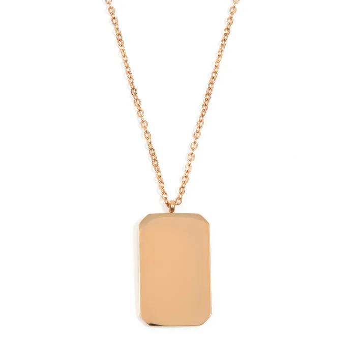 Hey Happiness Necklaces Rectangle Pendant Long Necklace Rose Gold