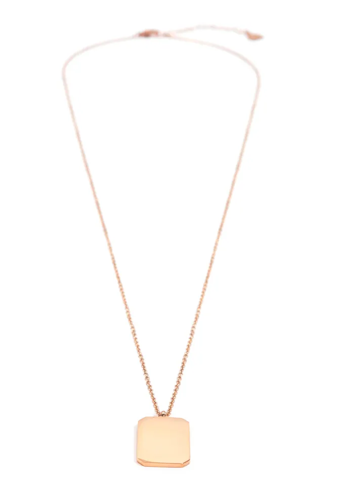 Hey Happiness Necklaces Rectangle Pendant Long Necklace Rose Gold Hey Happiness Necklaces Rectangle Pendant Long Necklace Rose Gold