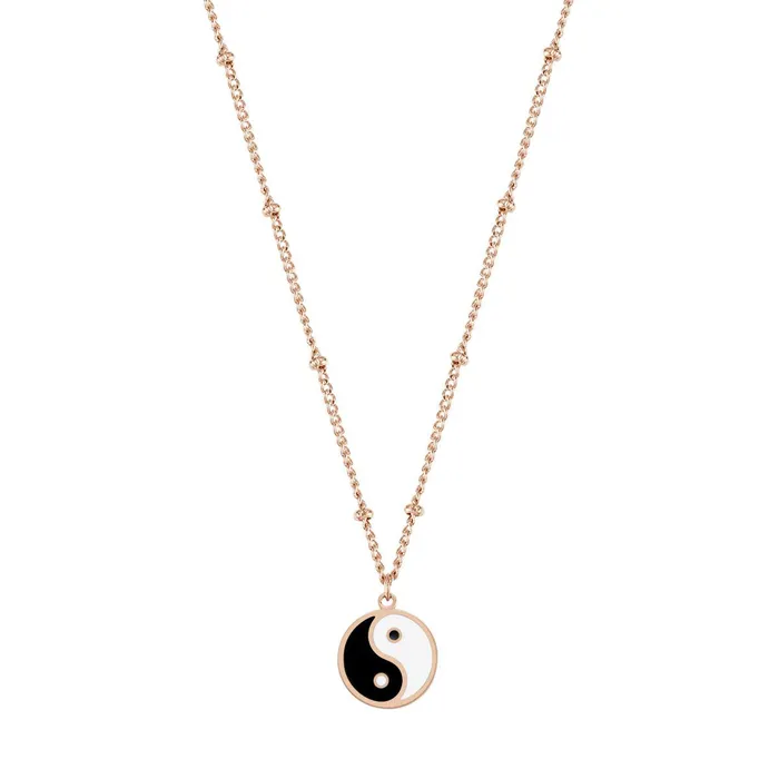 Hey Happiness Necklaces Yin Yang Bead Chain Necklace Rose Gold