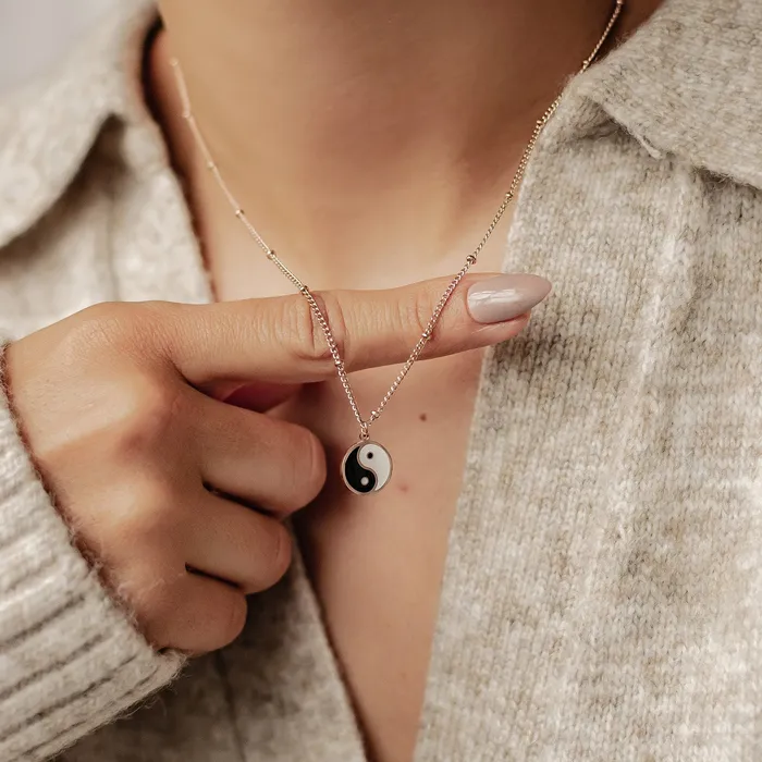 Hey Happiness Necklaces Yin Yang Bead Chain Necklace Rose Gold Hey Happiness Necklaces Yin Yang Bead Chain Necklace Rose Gold