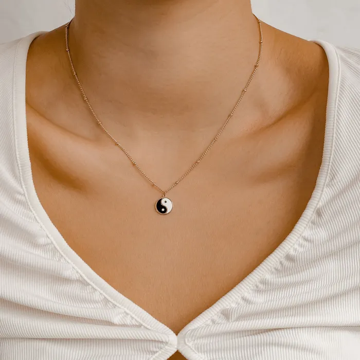 Hey Happiness Necklaces Yin Yang Bead Chain Necklace Rose Gold Hey Happiness Necklaces Yin Yang Bead Chain Necklace Rose Gold