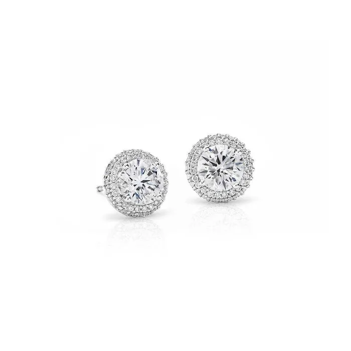 Lady Studs Earrings 290 Carats Natural Earth Mined Diamonds Halo White Gold 14K GB Earrings
