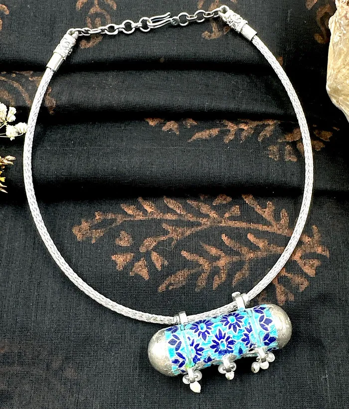 Meenakari Necklaces The Meenakari Silver Necklace