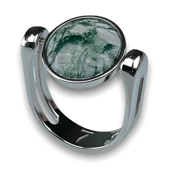 MyCONQUERing Rings Moss Agate Crystal Fidget Ring