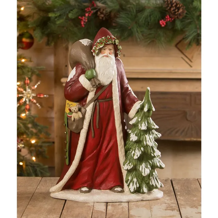 Necklaces Bethany Lowe Bethany Lowe Traditional Father Christmas With Tree Figurine Necklaces Bethany Lowe Bethany Lowe Traditional Father Christmas With Tree Figurine