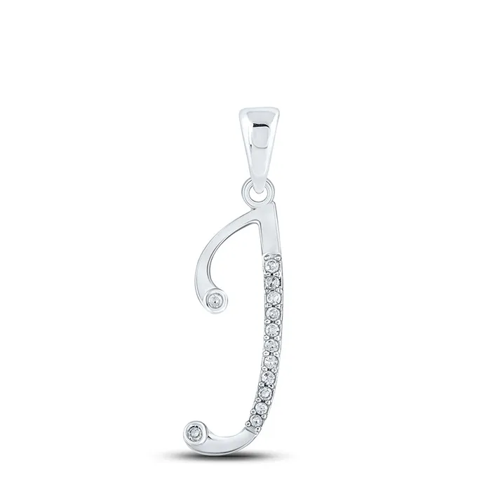 Necklaces GND GND 10Kt White Gold Womens Round Diamond J Initial Letter Pendant 110 Cttw Necklaces GND GND 10Kt White Gold Womens Round Diamond J Initial Letter Pendant 110 Cttw