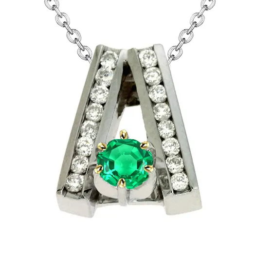 Necklaces HarryChadEntcom V Shape Pendant Green Emerald Necklace Real Diamonds Necklaces HarryChadEntcom V Shape Pendant Green Emerald Necklace Real Diamonds
