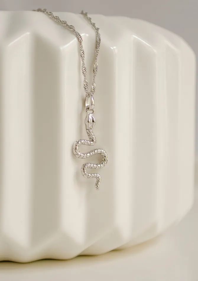 Necklaces Hey Happiness Snake Pendant Necklace Sterling Silver