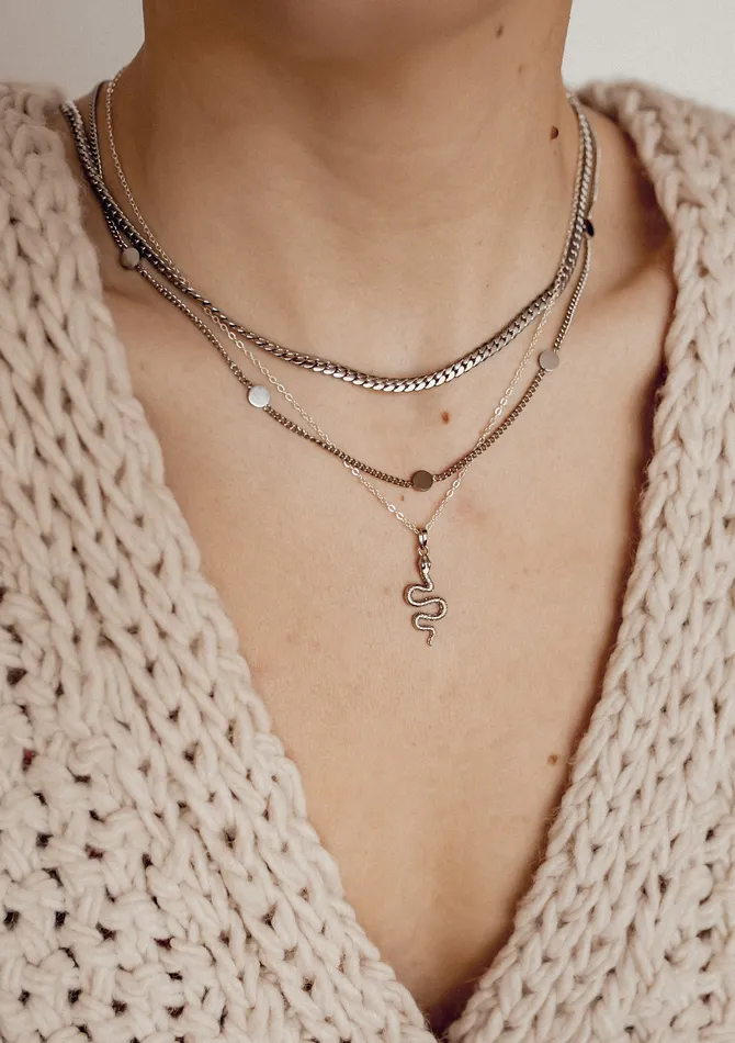 Necklaces Hey Happiness Snake Pendant Necklace Sterling Silver