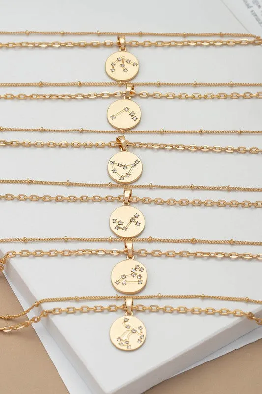 Necklaces LA3accessories zodiac sign pendant necklace with rhinestones