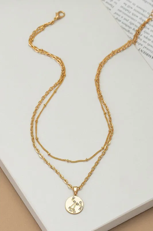 Necklaces LA3accessories zodiac sign pendant necklace with rhinestones
