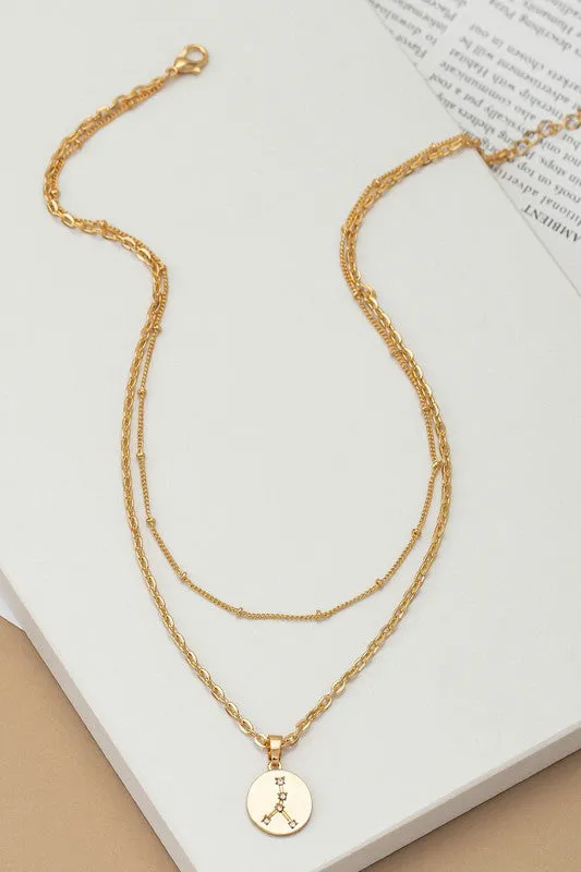Necklaces LA3accessories zodiac sign pendant necklace with rhinestones