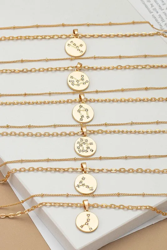 Necklaces LA3accessories zodiac sign pendant necklace with rhinestones