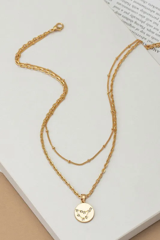 Necklaces LA3accessories zodiac sign pendant necklace with rhinestones