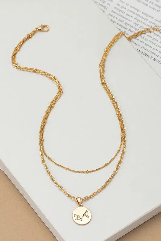 Necklaces LA3accessories zodiac sign pendant necklace with rhinestones