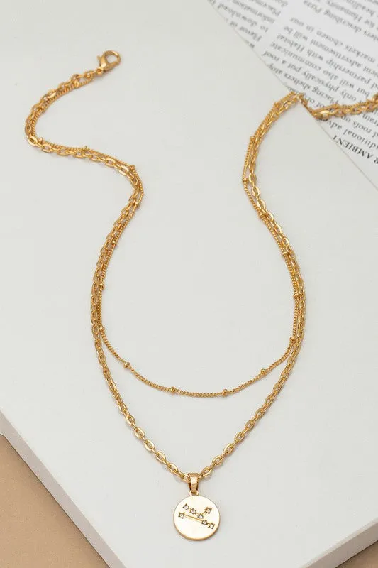 Necklaces LA3accessories zodiac sign pendant necklace with rhinestones