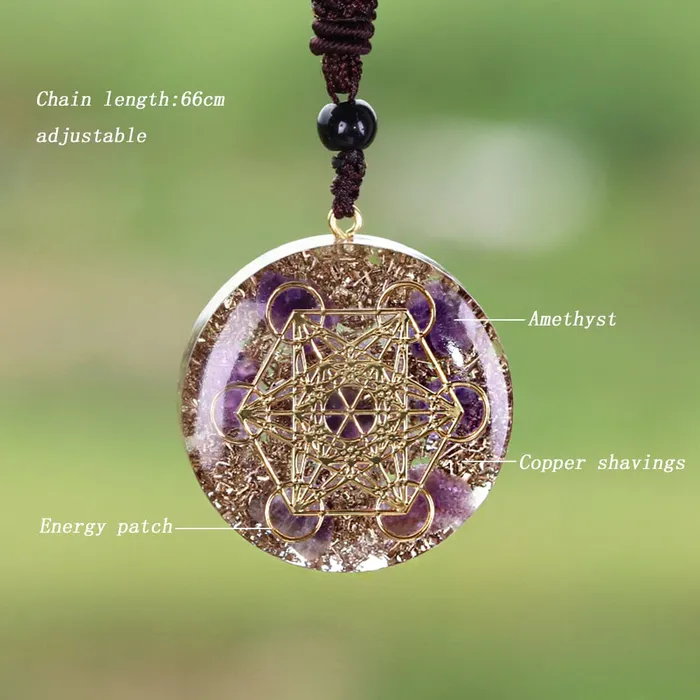 Necklaces Life Changing Energy Orgonite Metatron Cube Resin Cosmic Energy Center Sign Pendant Necklace