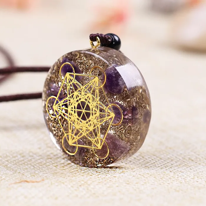 Necklaces Life Changing Energy Orgonite Metatron Cube Resin Cosmic Energy Center Sign Pendant Necklace