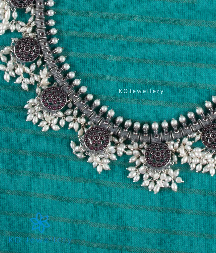 Necklaces Silversmith The Vrta Silver Guttapusalu Necklace OxidisedRed