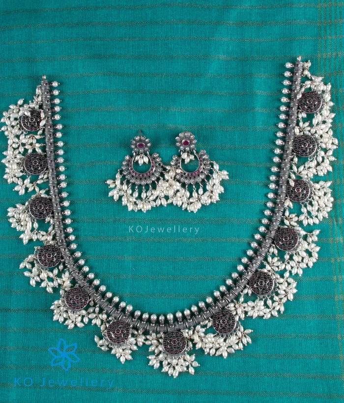 Necklaces Silversmith The Vrta Silver Guttapusalu Necklace OxidisedRed