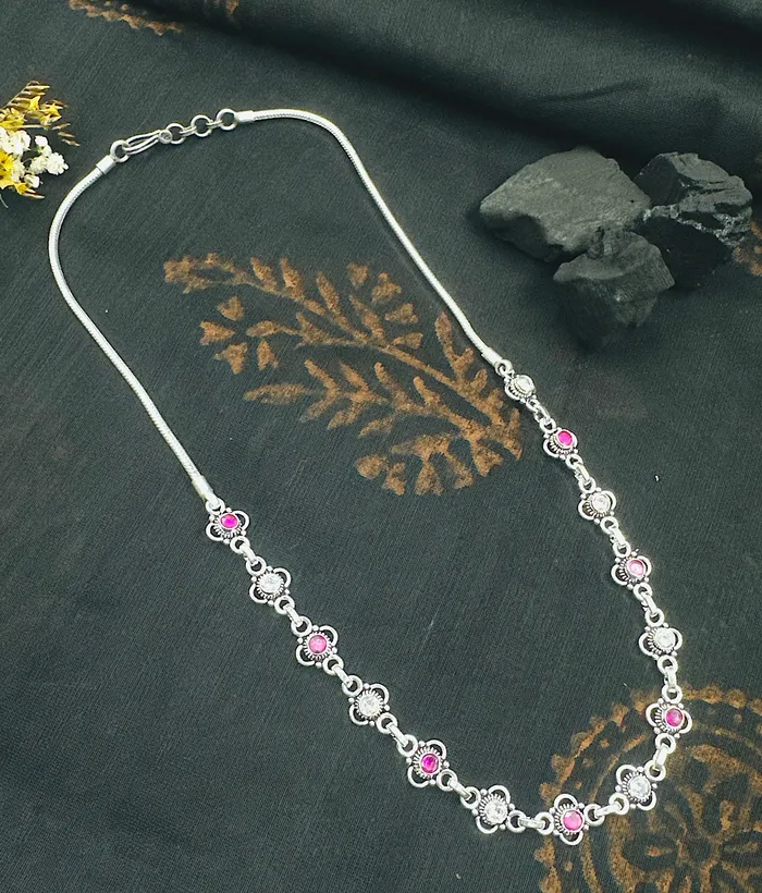 Necklaces The Silver Gemstone Necklace Redwhite Gemstone