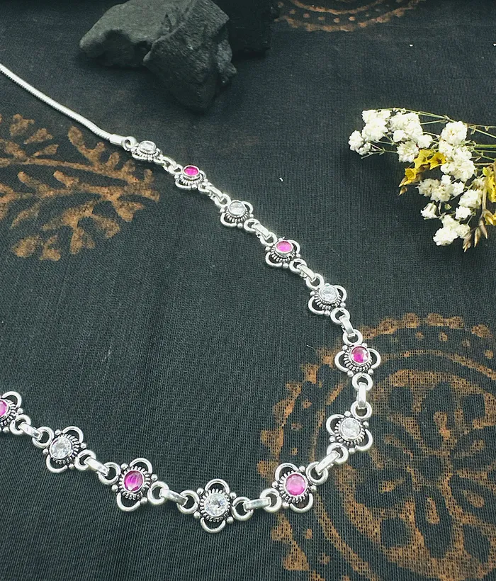 Necklaces The Silver Gemstone Necklace Redwhite Gemstone