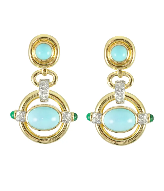 Orbit Earrings Turquoise David Webb Workshop Earrings