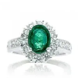 Oval Green Emerald Natural Earth Mined Diamond Gemstone Ring 250 Carat White Gold 14K GB Rings