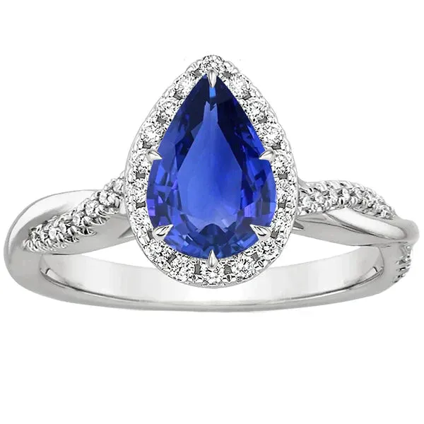 Pear Cut Cornflower Sapphire Ring HarryChadEntcom Rings