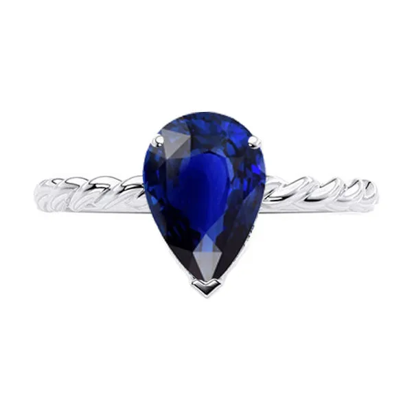 Pear Solitaire Sri Lankan Sapphire Ring Twist Style Shank 250 Carats HarryChadEntcom Rings Pear Solitaire Sri Lankan Sapphire Ring Twist Style Shank 250 Carats HarryChadEntcom Rings