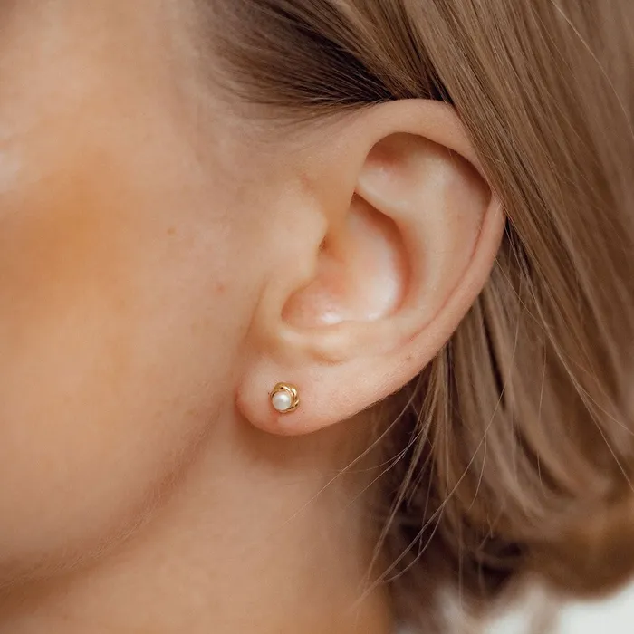 Pearl Petal Stud Earrings Sterling Silver Gold Hey Happiness Earrings