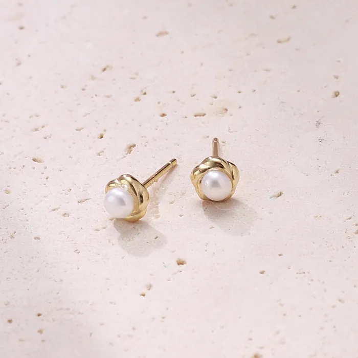 Pearl Petal Stud Earrings Sterling Silver Gold Hey Happiness Earrings Pearl Petal Stud Earrings Sterling Silver Gold Hey Happiness Earrings