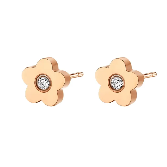 Petite Flower Stud Earrings Rose Gold Hey Happiness Earrings