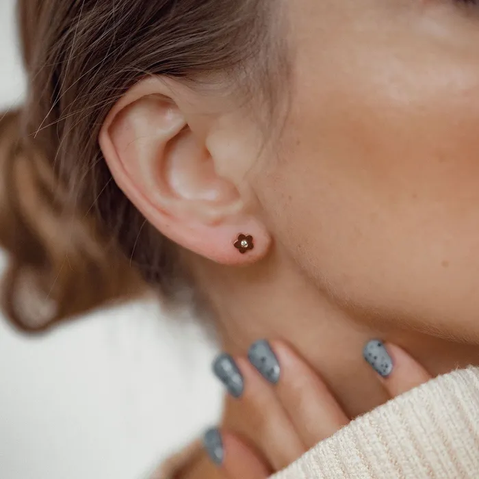 Petite Flower Stud Earrings Rose Gold Hey Happiness Earrings Petite Flower Stud Earrings Rose Gold Hey Happiness Earrings