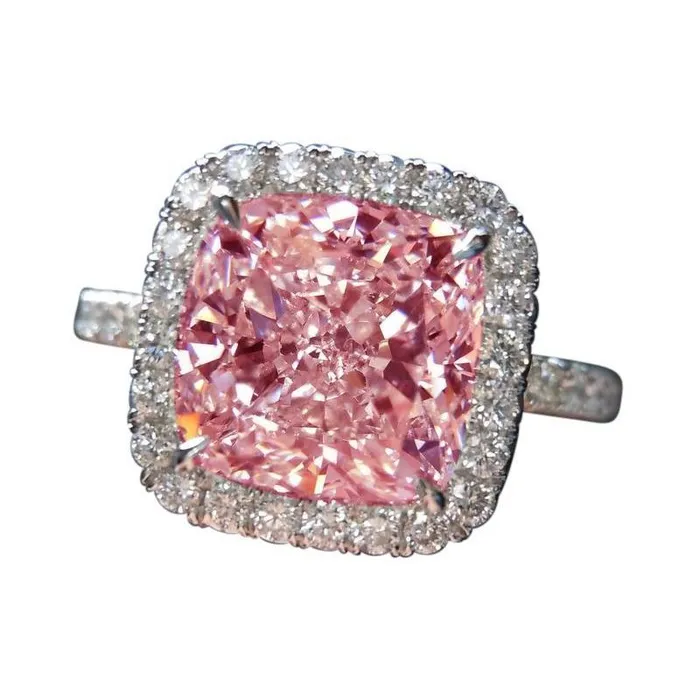 Pink Sapphire Gemstone 5 Carats Engagement Ring White Gold 14K Jewelry GB Rings Pink Sapphire Gemstone 5 Carats Engagement Ring White Gold 14K Jewelry GB Rings