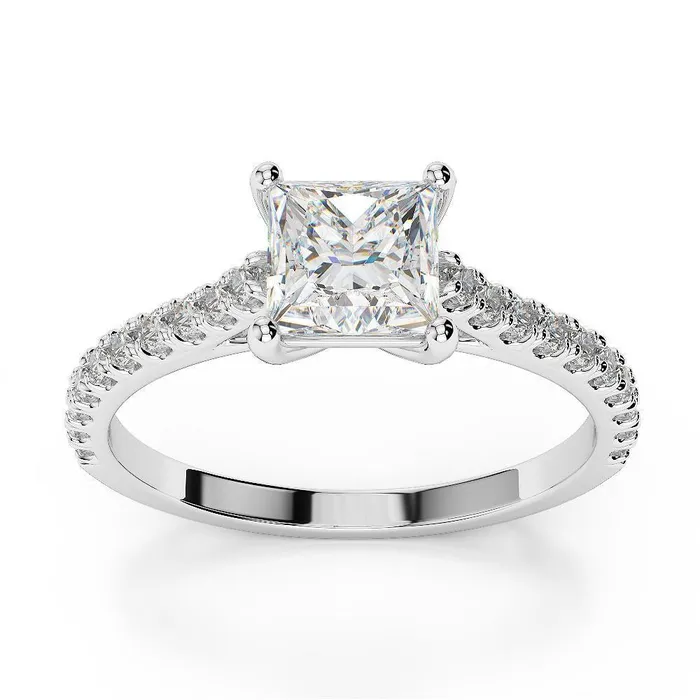Princess Cut With Round Real Natural Earth Mined Diamonds Ring 225 Carats With Accents GB Rings Princess Cut With Round Real Natural Earth Mined Diamonds Ring 225 Carats With Accents GB Rings
