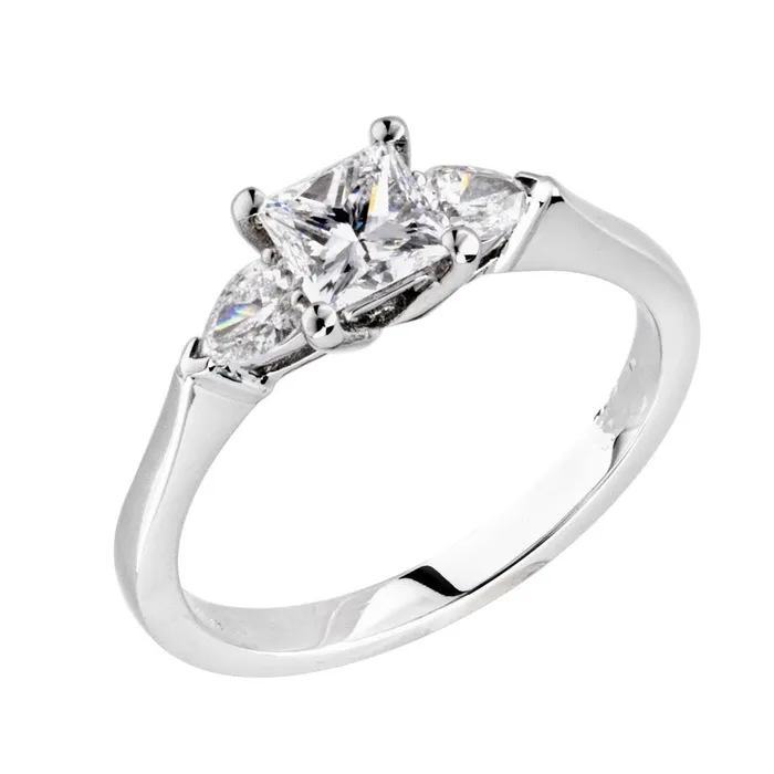 Princess Pear Sparkling 3 Stone 210 Carats Natural Earth Mined Diamond Engagement Ring GB Rings Princess Pear Sparkling 3 Stone 210 Carats Natural Earth Mined Diamond Engagement Ring GB Rings