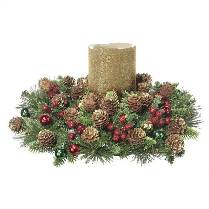 Regency International Regency International Pine Glitter Berry Vp Ball Candle Ring Rings