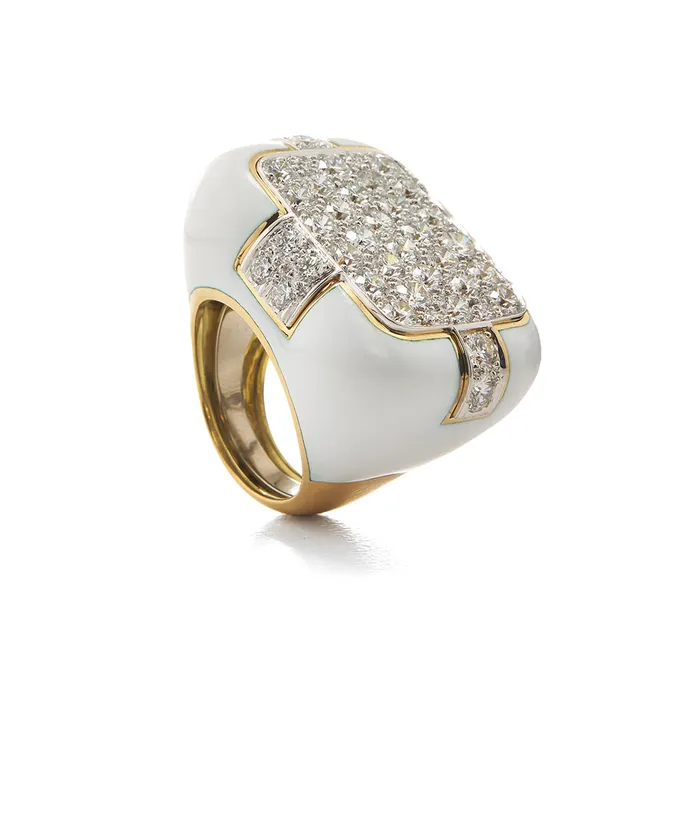 Rings David Webb Checkmate Ring White Enamel